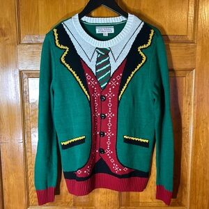 Ugly Holiday Sweater /Christmas Men’s Extra Button Size Med-EUC